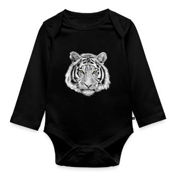 Tiger Löwe Lion Geschenk - Baby Bio-Langarm-Body - Schwarz - Vorne