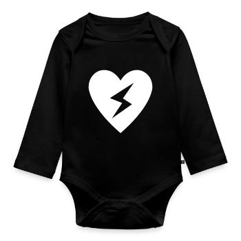 Éclair de coeur - Body Bébé bio manches longues - noir - Devant