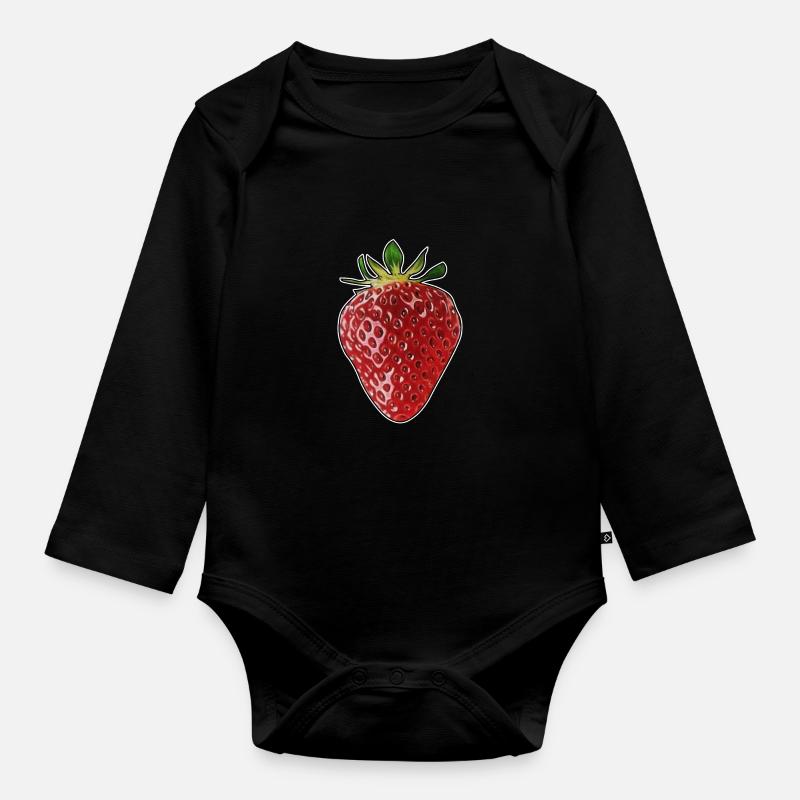 fraise - Body Bébé bio manches longues - noir