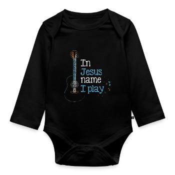 Gitarrenspieler Gitarre Musik Worship Christlich - Baby Bio-Langarm-Body - Schwarz - Vorne