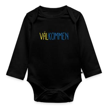 Benvenuto bandiera patriota regalo casa svezia - Body ecologico per neonato a manica lunga - nero - Fronte