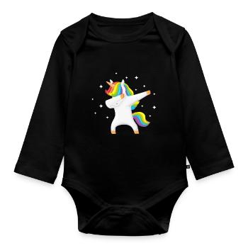 Dabbing Unicorn dabbende Licorne Dab Cadeau - Body Bébé bio manches longues - noir - Devant