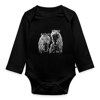 Pferd - Baby Bio-Langarm-Body - Schwarz - Vorne