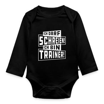 Trainer Shirt - Fußball, handball, Basketball - Baby Bio-Langarm-Body - Schwarz - Vorne