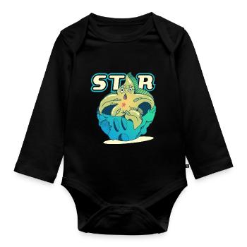 Be a star - Organic Longsleeve Baby Bodysuit - black - Front