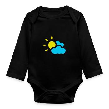 Cloudy sun clouds sky summer spring - Organic Longsleeve Baby Bodysuit - black - Front