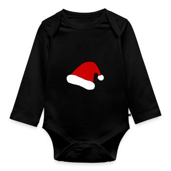 Christmas hat Christmas XMas Christmas X-Mas - Organic Longsleeve Baby Bodysuit - black - Front
