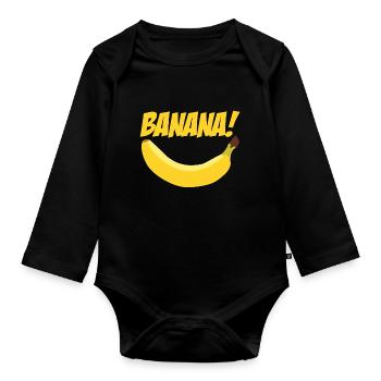 Banana banana - Organic Longsleeve Baby Bodysuit - black - Front