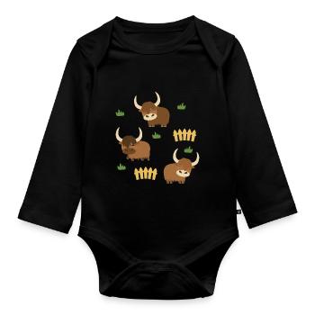 Yak Ranch - Organic Longsleeve Baby Bodysuit - black - Front
