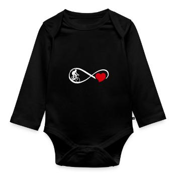 I love cycling bike heart cycling wheel - Organic Longsleeve Baby Bodysuit - black - Front