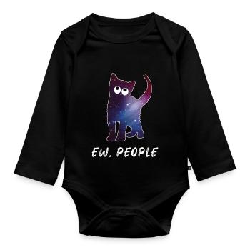 Ew People Cat Funny Cat Owner Idée cadeau - Body Bébé bio manches longues - noir - Devant