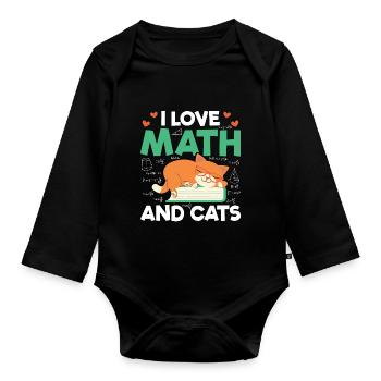 I Love Math And Cats Mathematics Cat Lover Formula - Baby Bio-Langarm-Body - Schwarz - Vorne