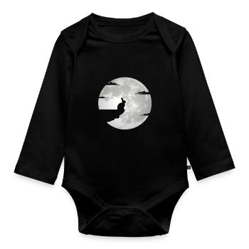Hase Mond Karnickel Hasen Häschen Osterhasen - Baby Bio-Langarm-Body - Schwarz - Vorne