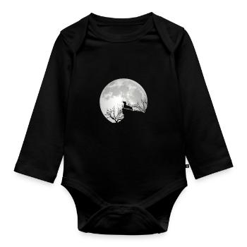 Teckel blaireau chien de la pleine lune - Body Bébé bio manches longues - noir - Devant