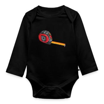 tape measure - Organic Longsleeve Baby Bodysuit - black - Front