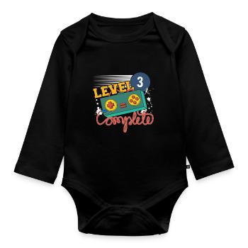 Niveau 3 Complete Anniversaire - Body Bébé bio manches longues - noir - Devant