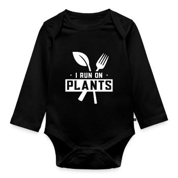 Je suis propulsé par les plantes Légumes - Body Bébé bio manches longues - noir - Devant
