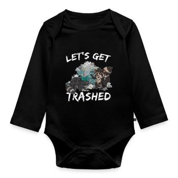 Ratons laveurs cadeau raton laveur - Body Bébé bio manches longues - noir - Devant
