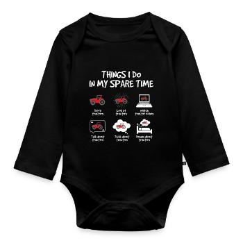 Dinge, die ich in meinem Freizeit-Traktorfahrer - Baby Bio-Langarm-Body - Schwarz - Vorne