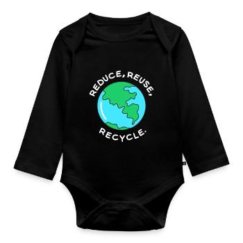 Recycling world co2 Umweltschutz Klimaerwärmung - Baby Bio-Langarm-Body - Schwarz - Vorne