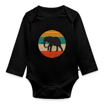 Éléphant éléphant animal Safari Zoo Wildnis cadeau - Body Bébé bio manches longues - noir - Devant