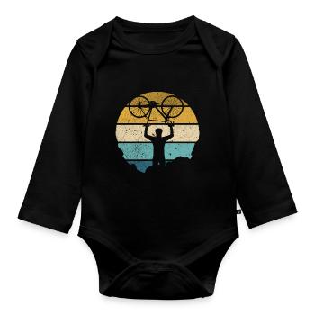 Retro Radcross Cyclocross Cyclocross Cross Country Race - Organic Longsleeve Baby Bodysuit - black - Front