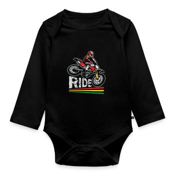 Ride Motorcross - Organic Longsleeve Baby Bodysuit - black - Front