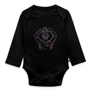 Coeur kpop koreapop KPOP idée cadeau - Body Bébé bio manches longues - noir - Devant