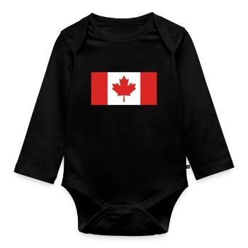 Canada Flag - Organic Longsleeve Baby Bodysuit - black - Front
