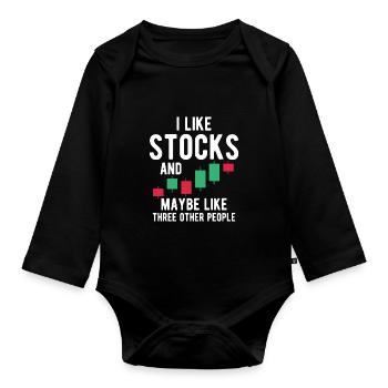 stock exchange - Organic Longsleeve Baby Bodysuit - black - Front