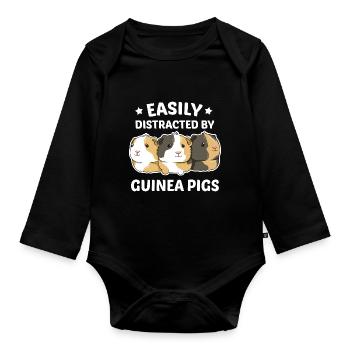 Guinea pig design for a guinea pig - Organic Longsleeve Baby Bodysuit - black - Front