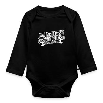 Was Nicht Passt Wird Gemacht Klempner - Baby Bio-Langarm-Body - Schwarz - Vorne