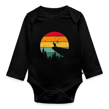 Vintage Rétro Kangourou Australie Cadeau - Body Bébé bio manches longues - noir - Devant