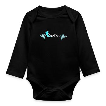 skieur - Body Bébé bio manches longues - noir - Devant