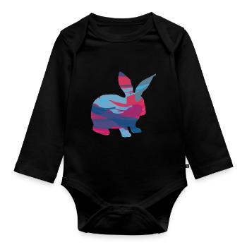 Rabbit Rabbit Rabbit - Organic Longsleeve Baby Bodysuit - black - Front
