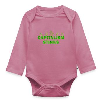 Capitalism stinks - Organic Longsleeve Baby Bodysuit - mauve - Front