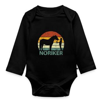 Noriker Horse Retro Vintage - Body Bébé bio manches longues - noir - Devant