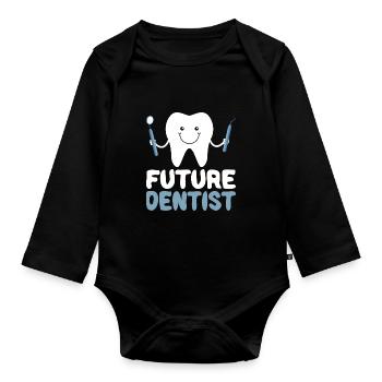 Futur emploi Dentiste Junior Dentiste Bébé Garçon - Body Bébé bio manches longues - noir - Devant