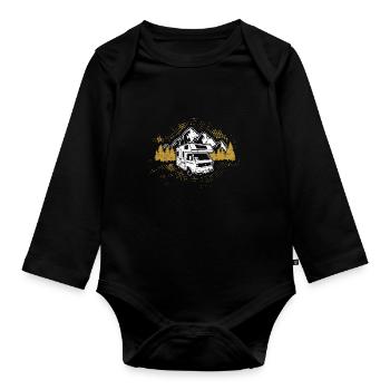 Camping camping-car Vacances Womo - Body Bébé bio manches longues - noir - Devant