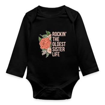 Rockin' the oldest sister life Design für die - Baby Bio-Langarm-Body - Schwarz - Vorne