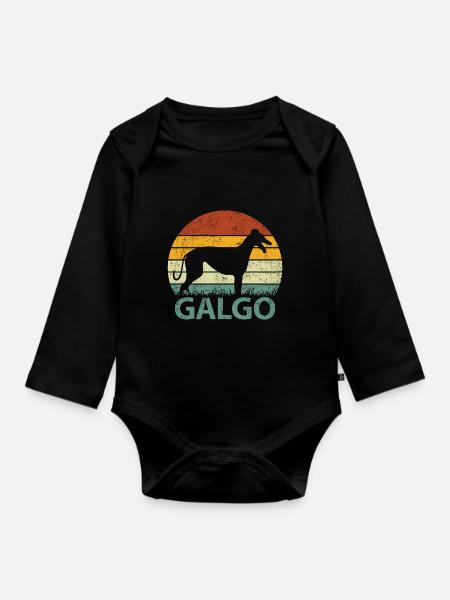 Galgo Espanol Spanien Windhund Hund Vintage - Baby Bio-Langarm-Body - Schwarz