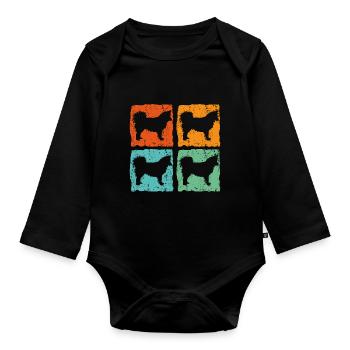 Chien islandais Spitz islandais Vintage - Body Bébé bio manches longues - noir - Devant
