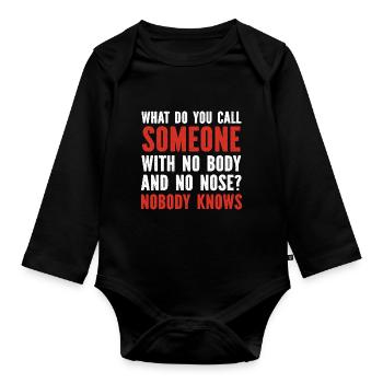 Vaterwitze Dad Jokes - Baby Bio-Langarm-Body - Schwarz - Vorne