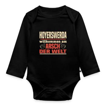 Arsch der Welt Hoyerswerda - Baby Bio-Langarm-Body - Schwarz - Vorne