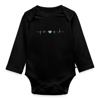 Greek Heartbeat Flag - Organic Longsleeve Baby Bodysuit - black - Front