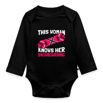 Snowboard Snowboarder Snowboarding - Organic Longsleeve Baby Bodysuit - black - Front