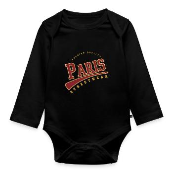 Paris France College High School Style - Organic Longsleeve Baby Bodysuit - black - Front