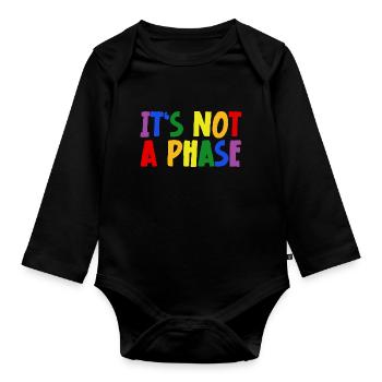 LGBTQIA+ Rainbow Flag Gay Pride It's Not A Phase - Baby Bio-Langarm-Body - Schwarz - Vorne