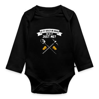 Gold Digger Gold Panning Gold Mining Designs - Organic Longsleeve Baby Bodysuit - black - Front