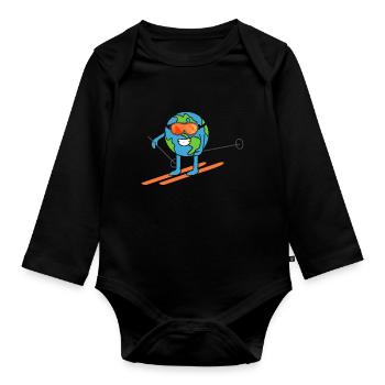Skis de terre Ski Journée de la Terre - Body Bébé bio manches longues - noir - Devant